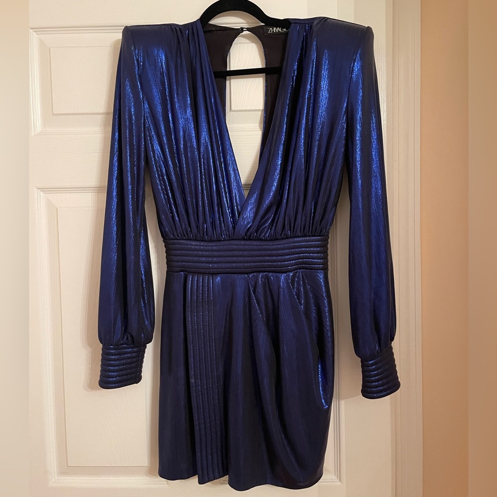 Zhivago Mini Metallic Navy Dress